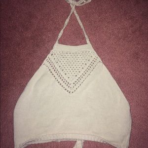 Kendall + Kylie Crochet Tied Crop Top